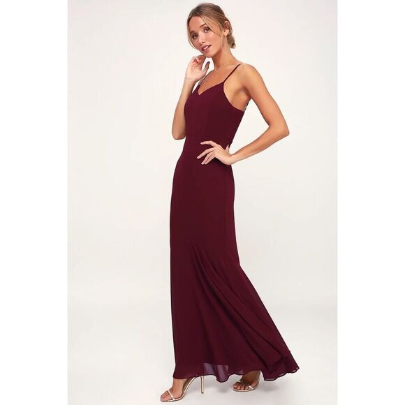 Lulus We Belong Together Burgundy Maxi Dress Size XL New - Picture 3 of 15